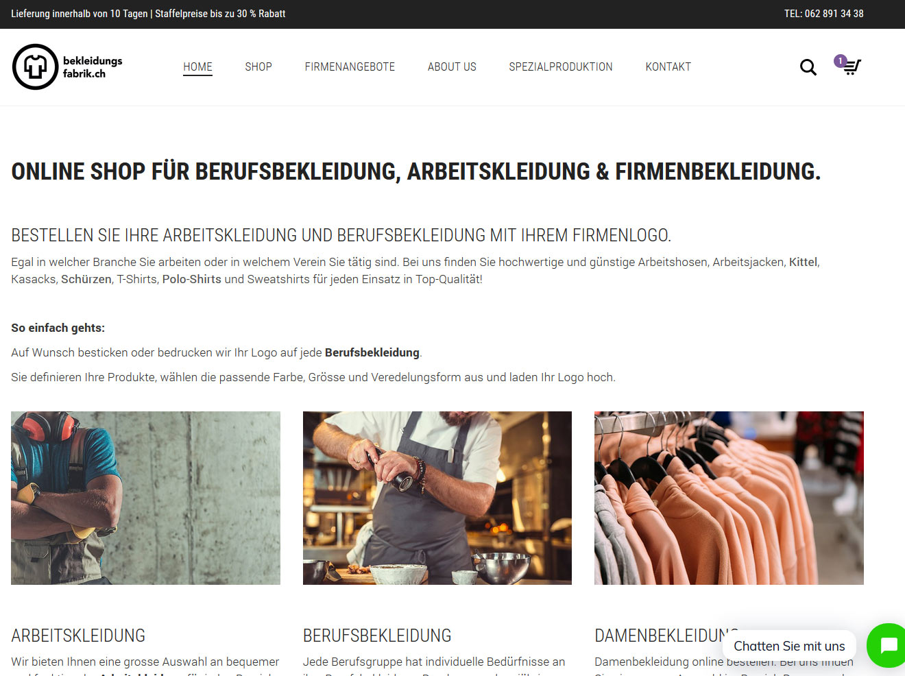 Bekleidungsfabrik- Online Shop für Berufs und Arbeitskleidung